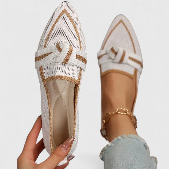 Maricela | Loafers Pointed Toe Knit Orthopedic Slip On Two Tone
