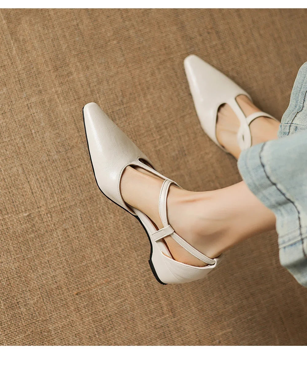 Lucienne | Women's Pointed Toe Crossover Strap Block Heel Mary Jane
