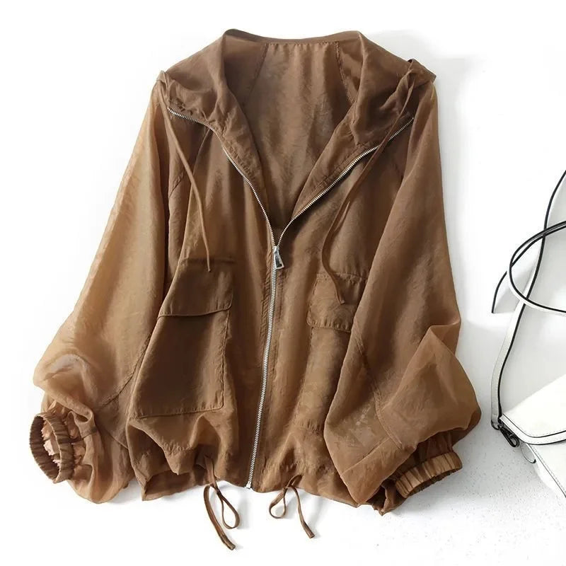Marlowyse | Women's Lightweight Hooded Zip-Up Summer Jacket