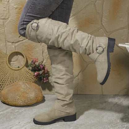 Nadine | Women's Slouchy Buckle Knee High Boot