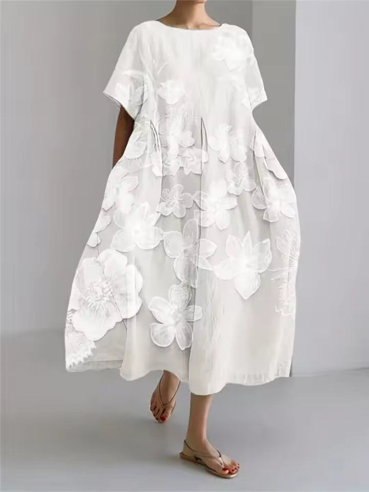 Amanda | Women's Floral Round Neck Relaxed Casual Summer Maxi Dress