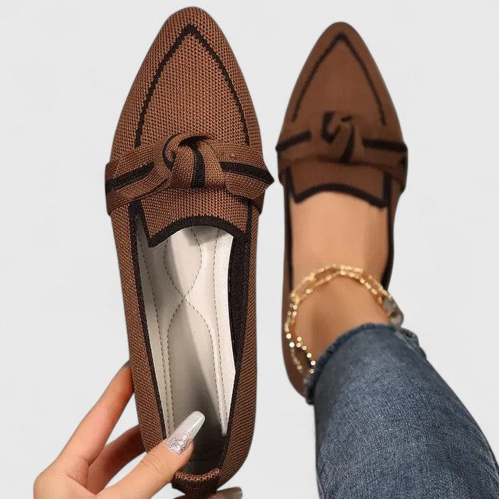 Maricela | Loafers Pointed Toe Knit Orthopedic Slip On Two Tone