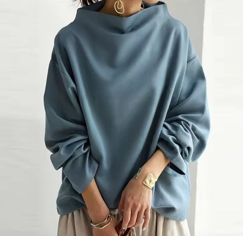 Isolde | Women's High-Neck Soft Knit Slouchy Top