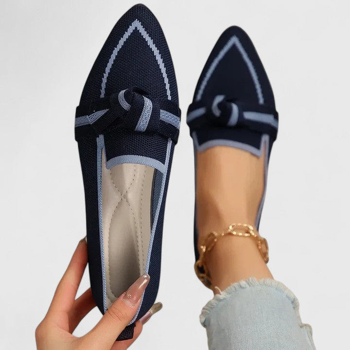 Maricela | Loafers Pointed Toe Knit Orthopedic Slip On Two Tone