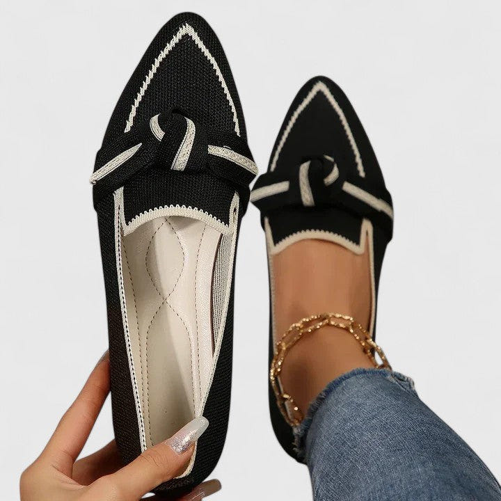 Maricela | Loafers Pointed Toe Knit Orthopedic Slip On Two Tone