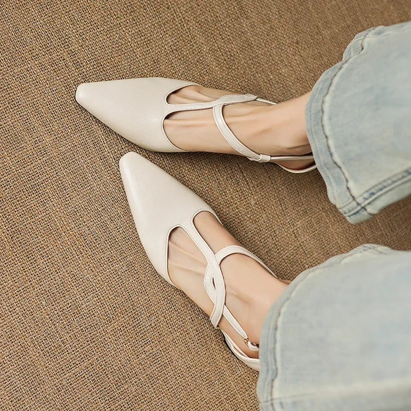 Lucienne | Women's Pointed Toe Crossover Strap Block Heel Mary Jane