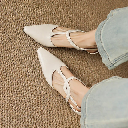 Lucienne | Women's Pointed Toe Crossover Strap Block Heel Mary Jane