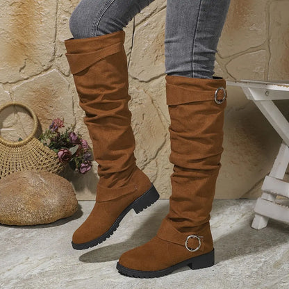 Nadine | Women's Slouchy Buckle Knee High Boot