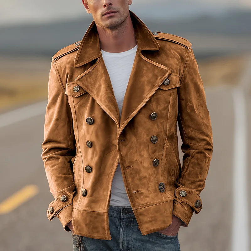 Roderick | Men's Suede Double-Breasted Lapel Jacket