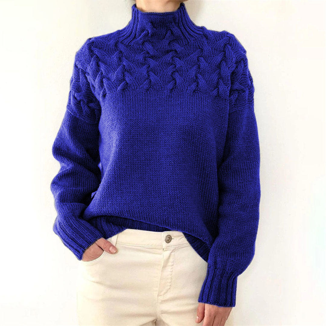 Elenwyn | Women's Oversized Turtleneck Cable Knit Roll Neck Jumper