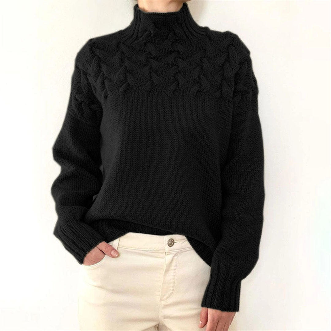 Elenwyn | Women's Oversized Turtleneck Cable Knit Roll Neck Jumper
