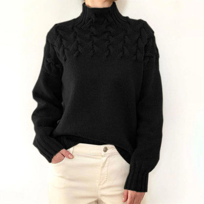 Elenwyn | Women's Oversized Turtleneck Cable Knit Roll Neck Jumper