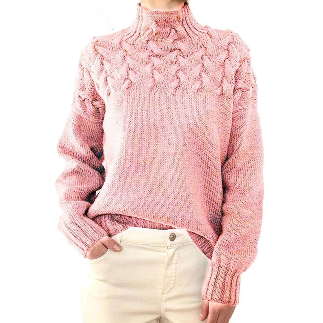 Elenwyn | Women's Oversized Turtleneck Cable Knit Roll Neck Jumper