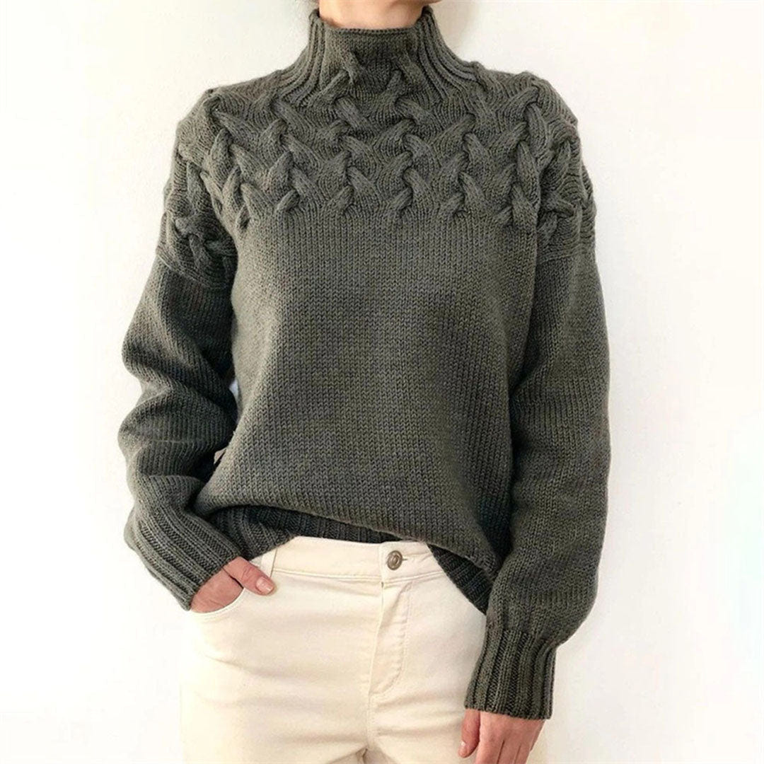 Elenwyn | Women's Oversized Turtleneck Cable Knit Roll Neck Jumper