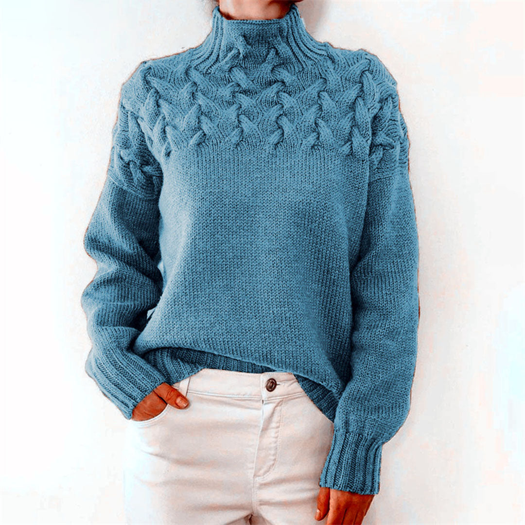 Elenwyn | Women's Oversized Turtleneck Cable Knit Roll Neck Jumper