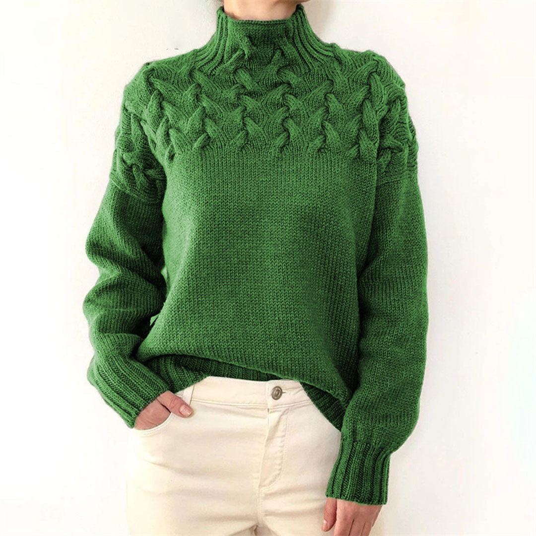 Elenwyn | Women's Oversized Turtleneck Cable Knit Roll Neck Jumper