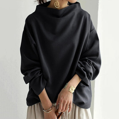 Isolde | Women's High-Neck Soft Knit Slouchy Top