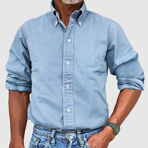 Nolan | Men's Long Sleeve Button Down Collared Casual Summer Shirt