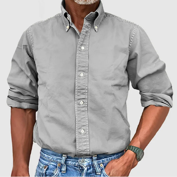 Nolan | Men's Long Sleeve Button Down Collared Casual Summer Shirt