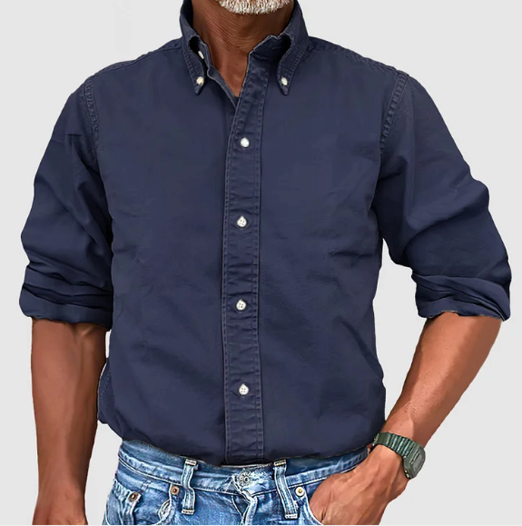 Nolan | Men's Long Sleeve Button Down Collared Casual Summer Shirt