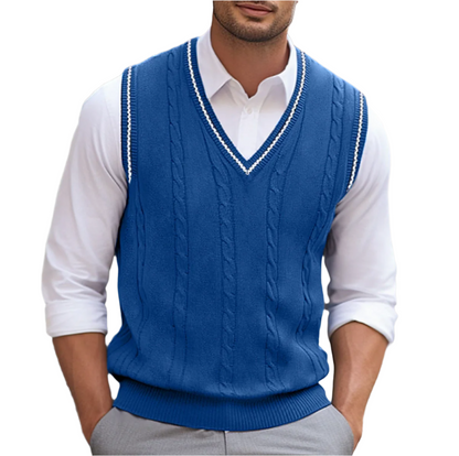 Whitmore | Men's Cable Knit V-Neck Sleeveless Sweater Vest