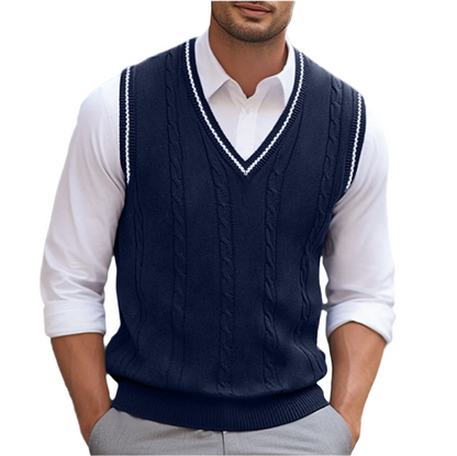 Whitmore | Men's Cable Knit V-Neck Sleeveless Sweater Vest