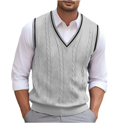 Whitmore | Men's Cable Knit V-Neck Sleeveless Sweater Vest