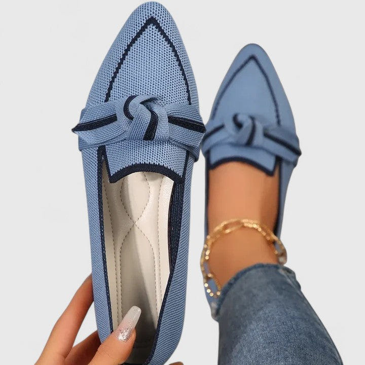 Maricela | Loafers Pointed Toe Knit Orthopedic Slip On Two Tone