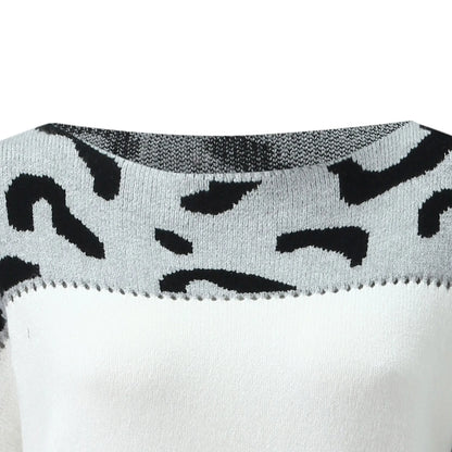 Bronwen | Women's Leopard Print Colour Block Knitted Jumper