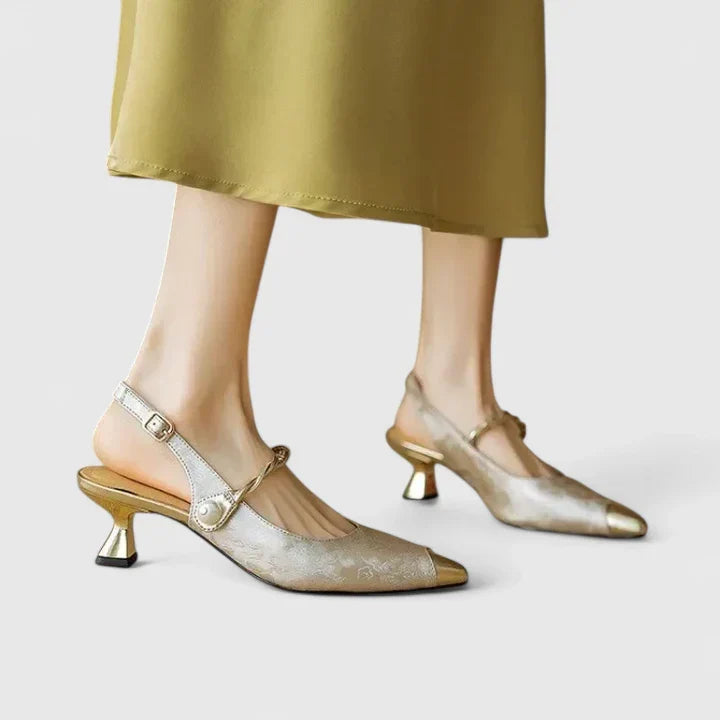 Liora | Women's Slingback Pointed Toe Kitten Heel Pump