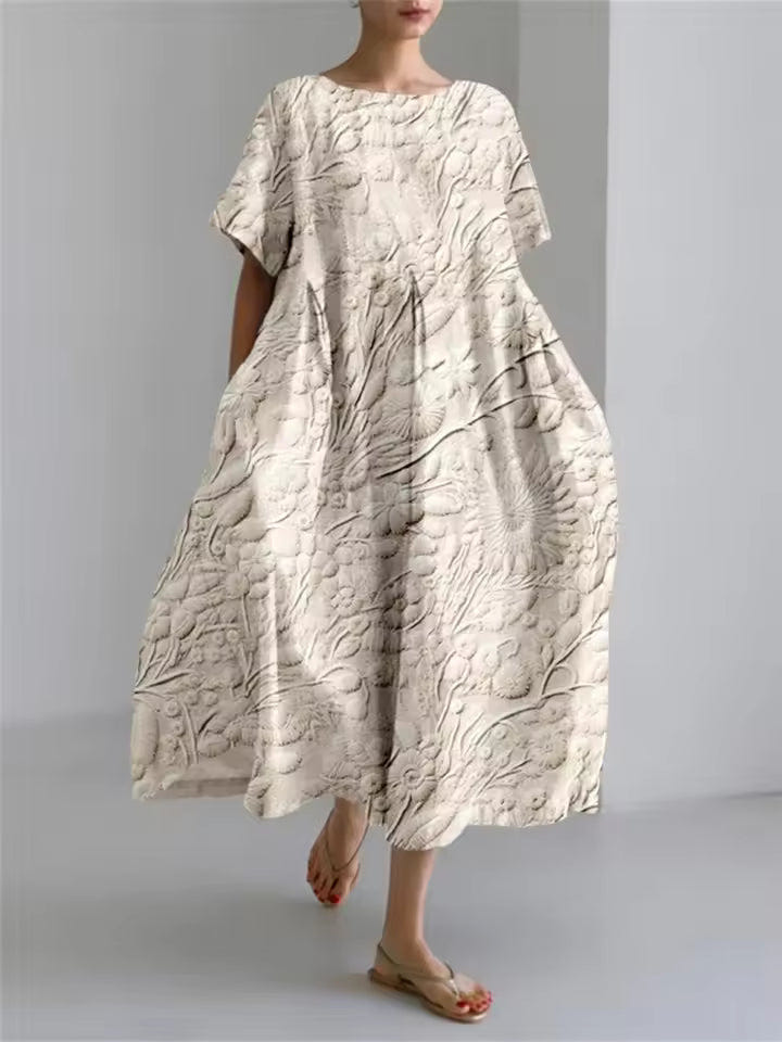 Amanda | Women's Floral Round Neck Relaxed Casual Summer Maxi Dress