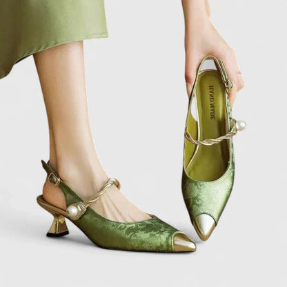 Liora | Women's Slingback Pointed Toe Kitten Heel Pump