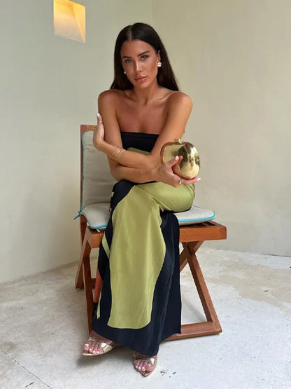 Eliza | Women's Abstract Print Strapless Maxi Dress