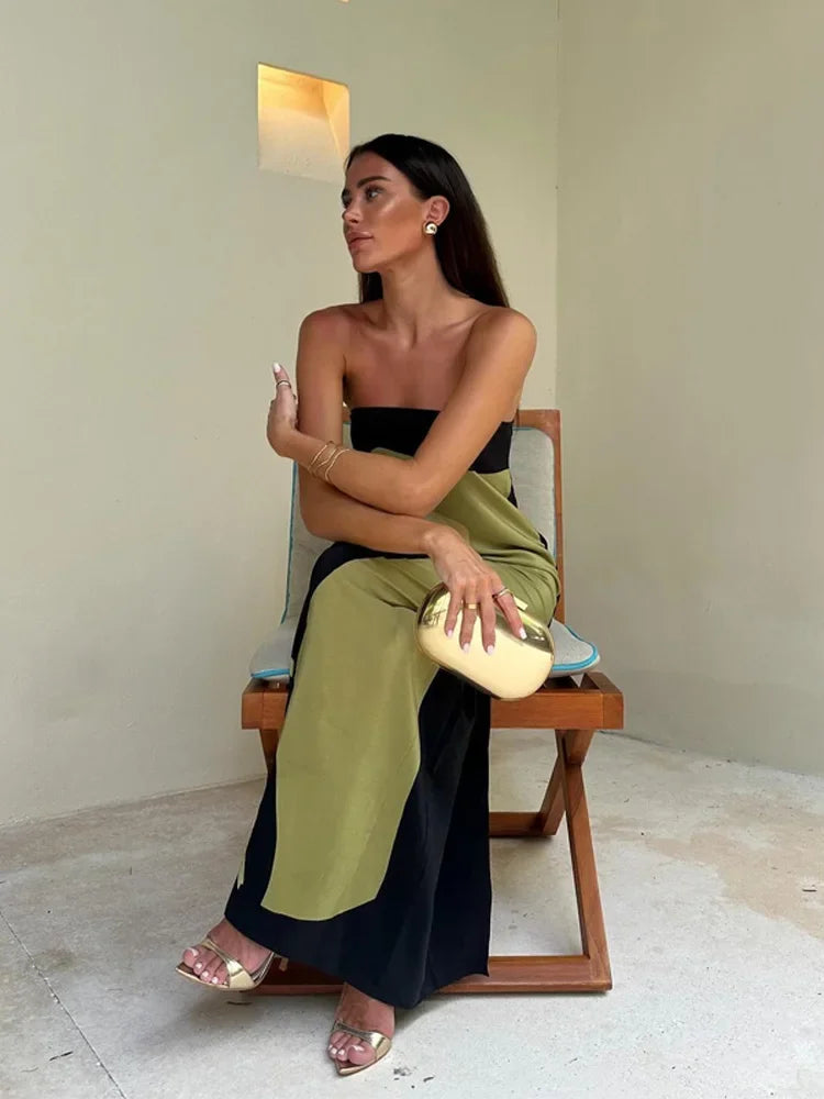 Eliza | Women's Abstract Print Strapless Maxi Dress