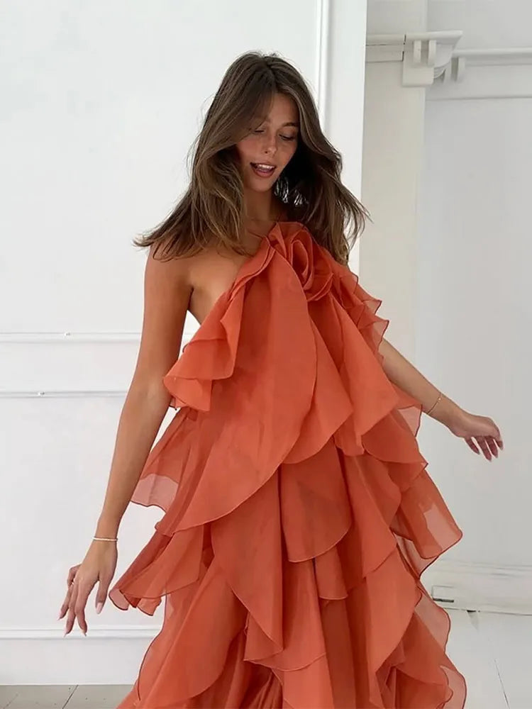 Vera | Women's Ruffle Chiffon Floral Maxi Dress