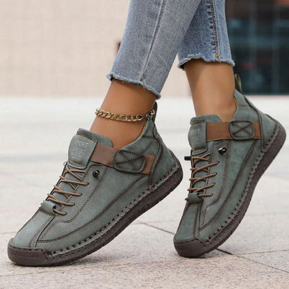 Tamsin | Women's Stitch Detail Lace Up Comfortable Flat Sneaker