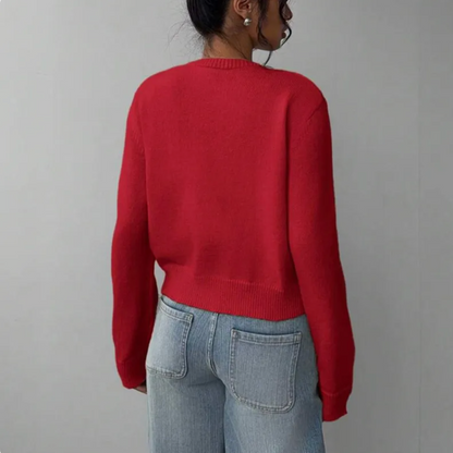 Wynstelle | Women's Soft Knit Cropped Round Neck Cardigan