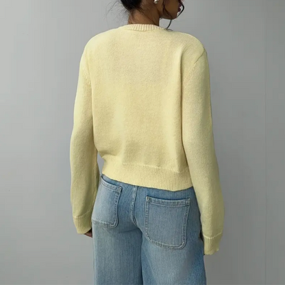 Wynstelle | Women's Soft Knit Cropped Round Neck Cardigan