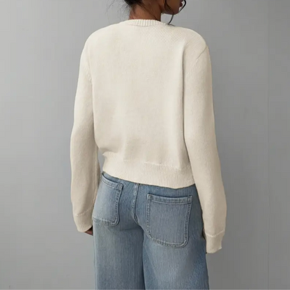 Wynstelle | Women's Soft Knit Cropped Round Neck Cardigan