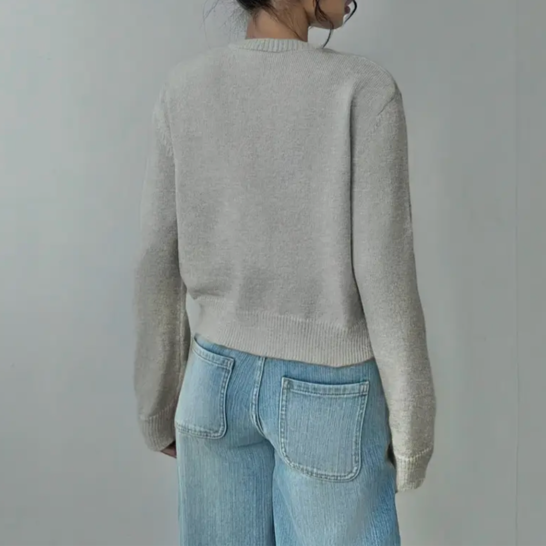 Wynstelle | Women's Soft Knit Cropped Round Neck Cardigan