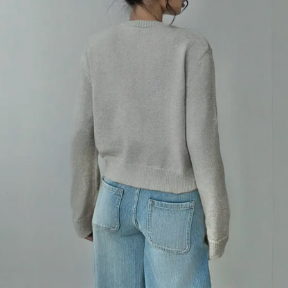Wynstelle | Women's Soft Knit Cropped Round Neck Cardigan
