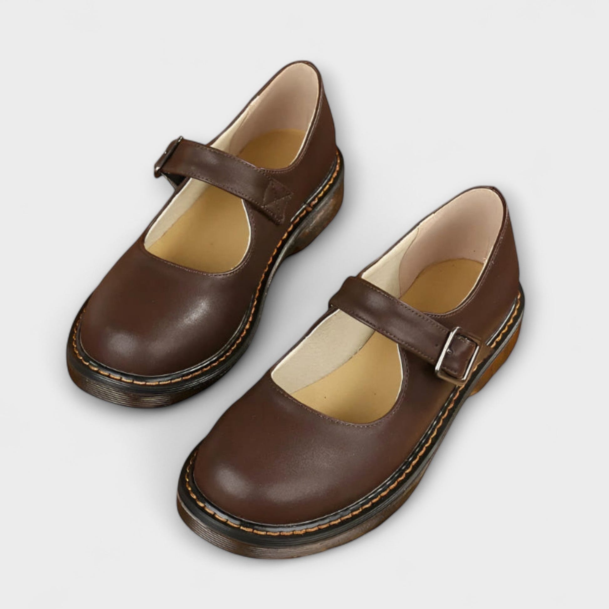 Lisa | Vintage Mary Jane Loafers Leather Buckle Strap Flat