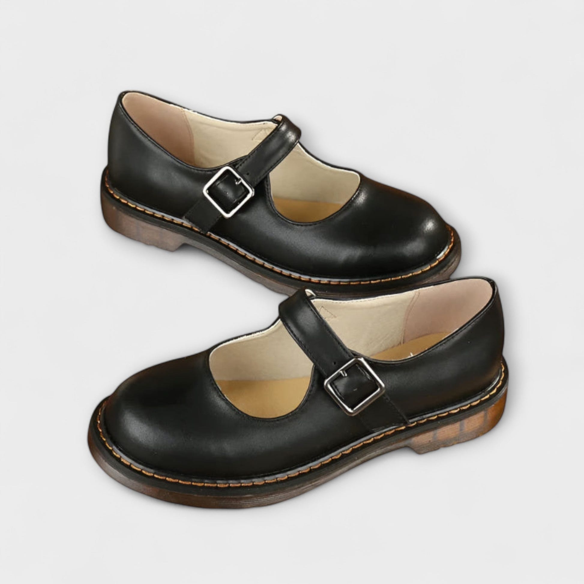 Lisa | Vintage Mary Jane Loafers Leather Buckle Strap Flat