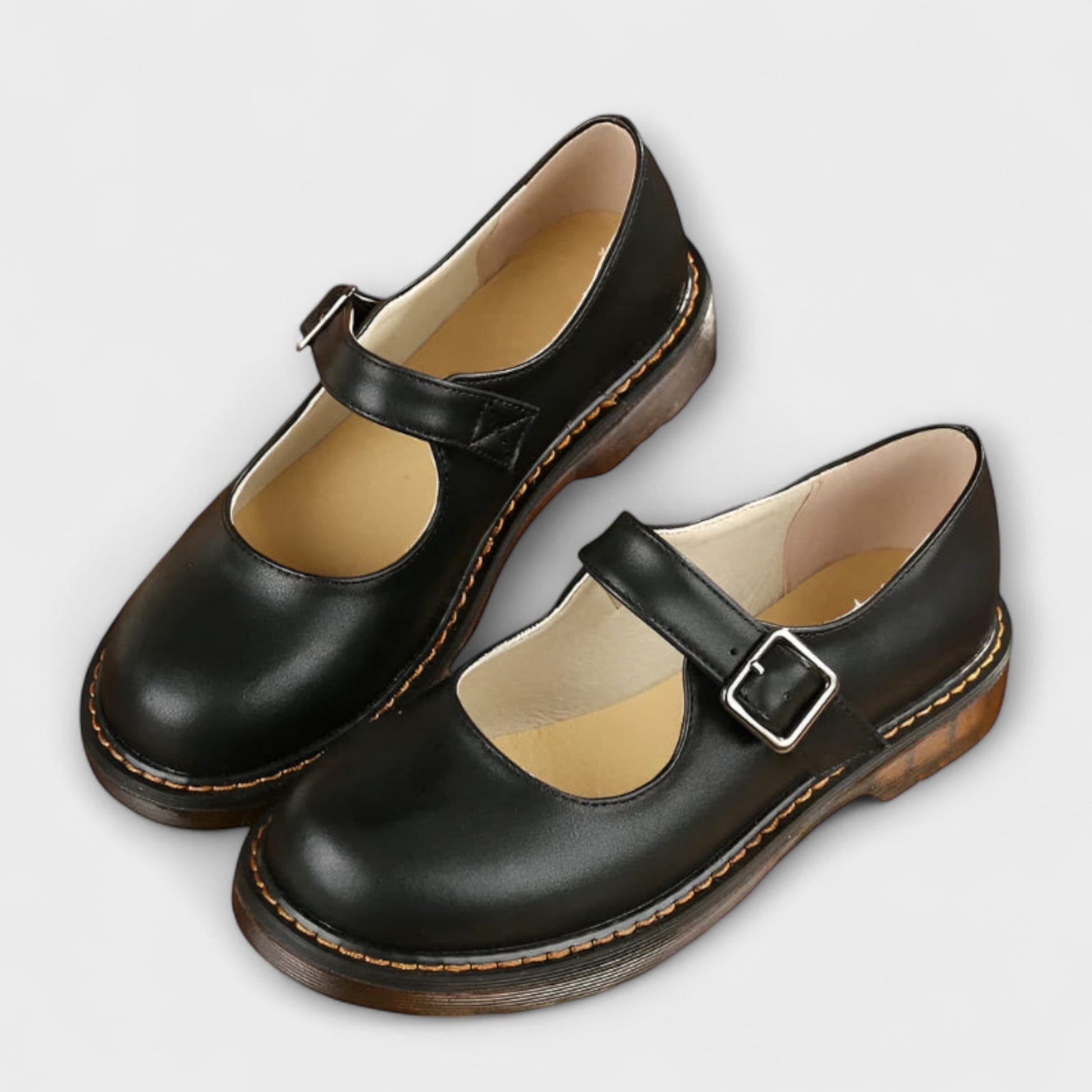 Lisa | Vintage Mary Jane Loafers Leather Buckle Strap Flat