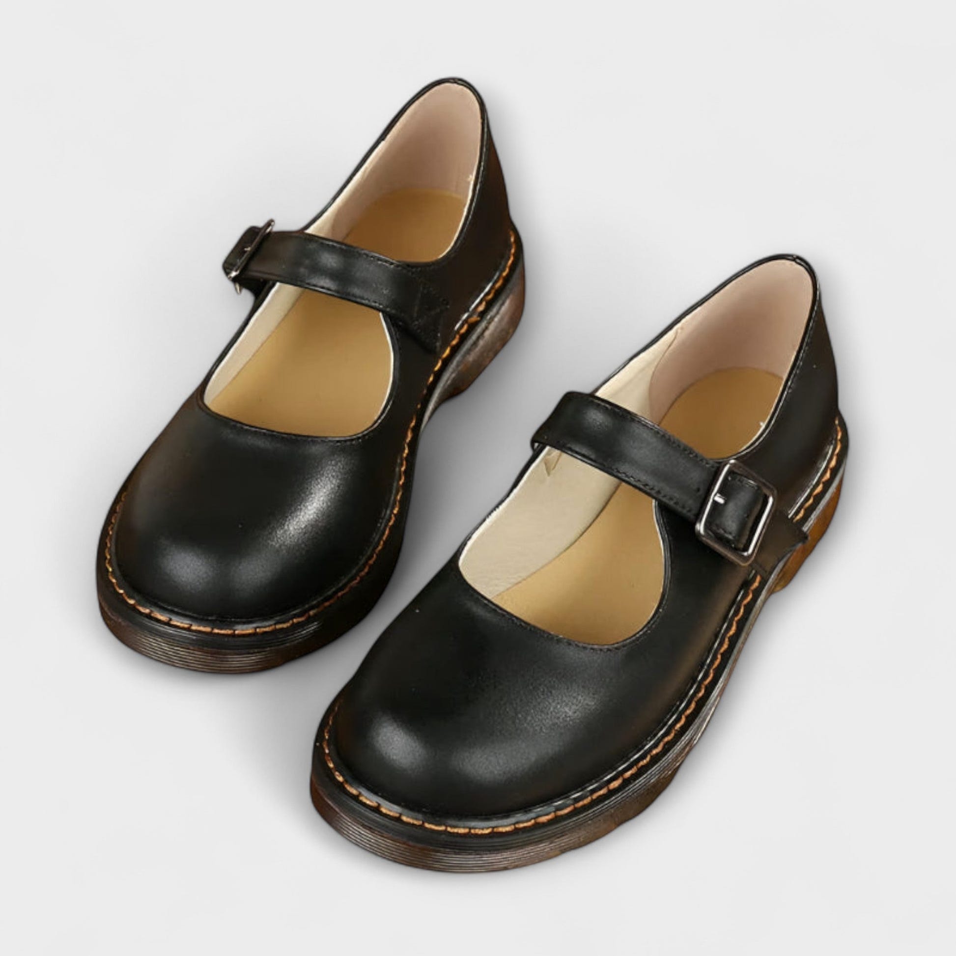 Lisa | Vintage Mary Jane Loafers Leather Buckle Strap Flat