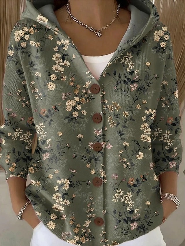Isabeline | Women's Colourful Printed Button-Front Hooded Shirt