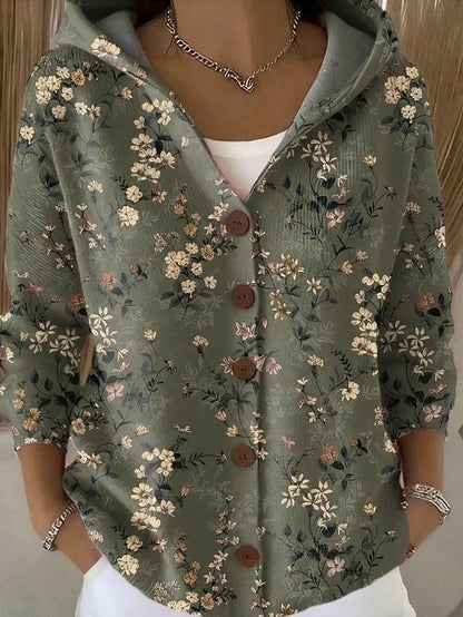 Isabeline | Women's Colourful Printed Button-Front Hooded Shirt
