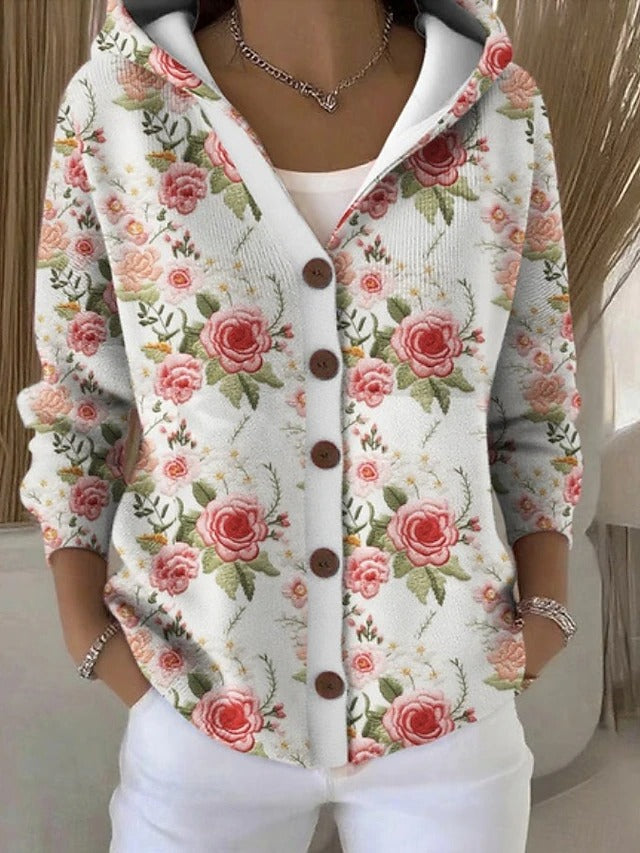 Isabeline | Women's Colourful Printed Button-Front Hooded Shirt