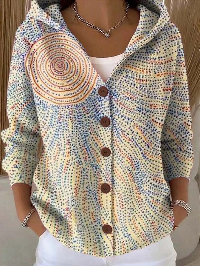 Isabeline | Women's Colourful Printed Button-Front Hooded Shirt