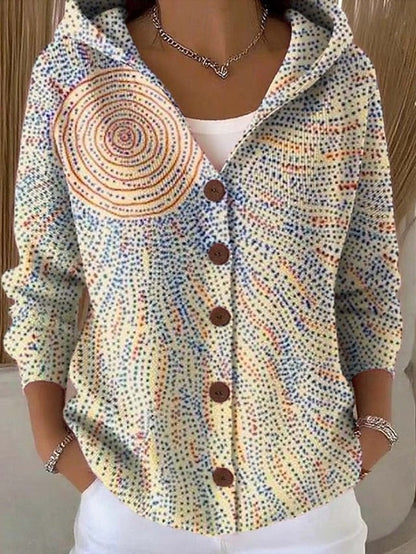 Isabeline | Women's Colourful Printed Button-Front Hooded Shirt